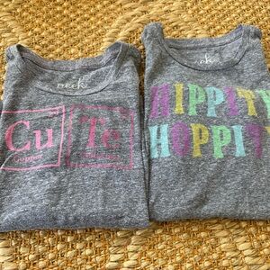 Peek Girls Gray Graphic Tees - 'Cute' & 'Hippity Hoppity'. Perfect for Spring!